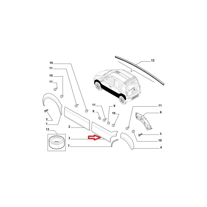 Baguette gauche - Fiat Panda 4X4 Cross (2003 -- 2009)