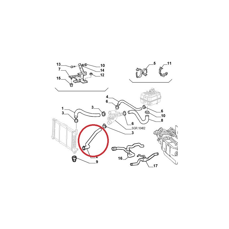 Upper radiator hose - Alfa Romeo 166 2,5 V6 24V / 3,0 V6 24V