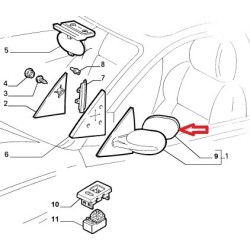Glace de retroviseur gauche - Fiat Coupe