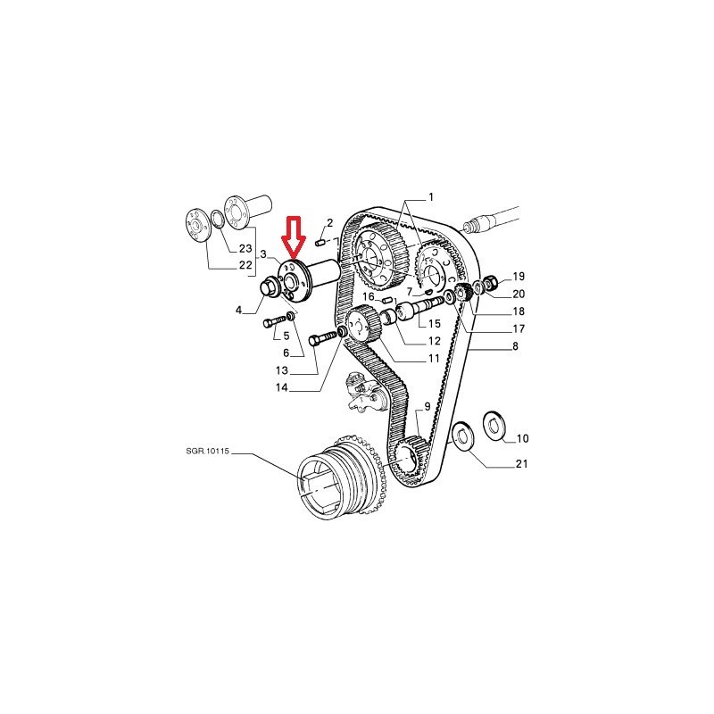 Supporto pinione distribuzione  - Alfa Romeo 75 / 164 / SZ / RZ