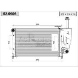  Radiateur d'eau moteur - Nouvelle  Fiat Panda  1,1 / 1,2 