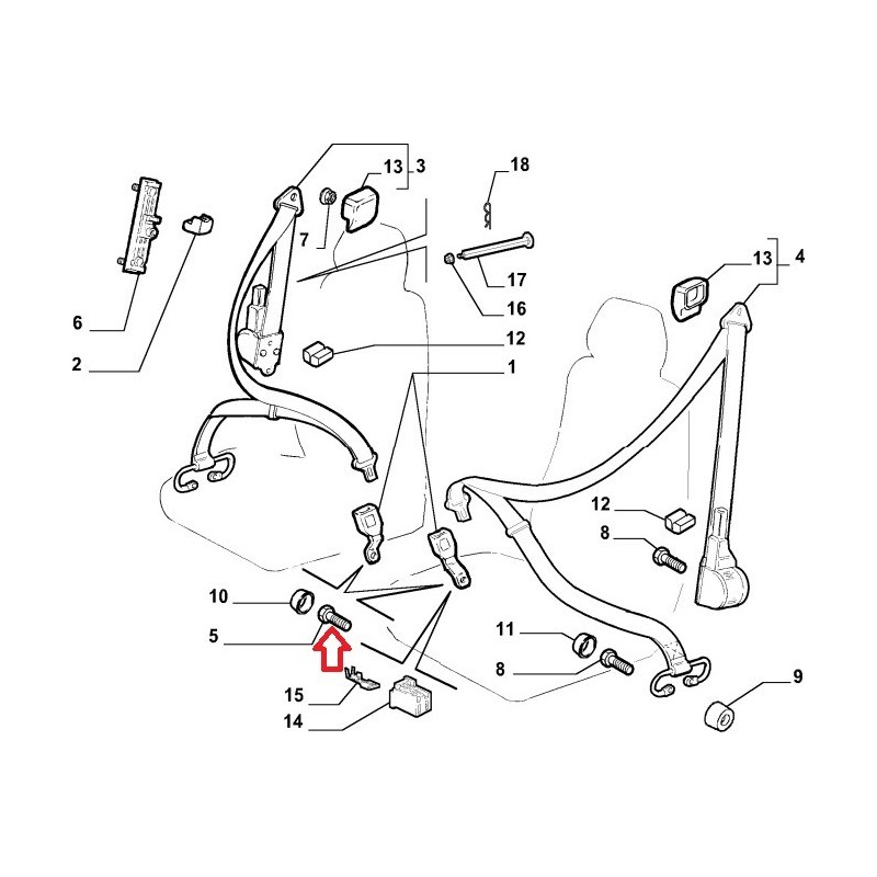 Vis de ceinture de sécurité - Fiat Punto (1999 - 2010)